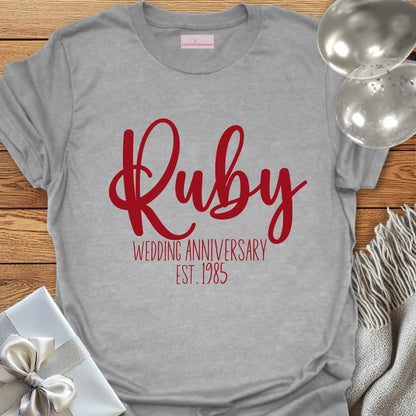 Ruby Wedding Anniversary, Est. 1985 - 40th Wedding Anniversary T-Shirt