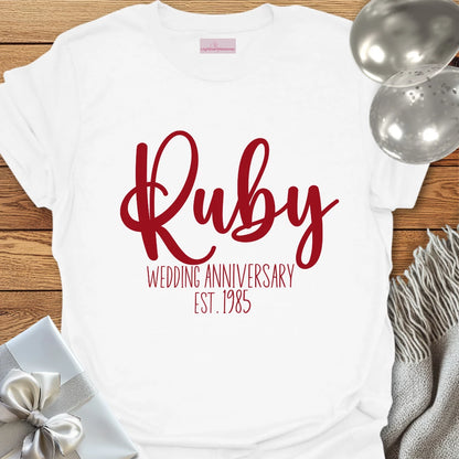 Ruby Wedding Anniversary, Est. 1985 - 40th Wedding Anniversary T-Shirt