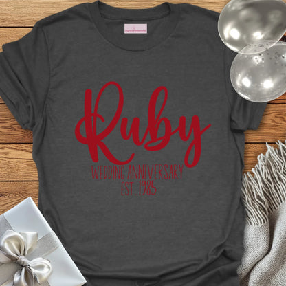 Ruby Wedding Anniversary, Est. 1985 - 40th Wedding Anniversary T-Shirt