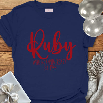 Ruby Wedding Anniversary, Est. 1985 - 40th Wedding Anniversary T-Shirt
