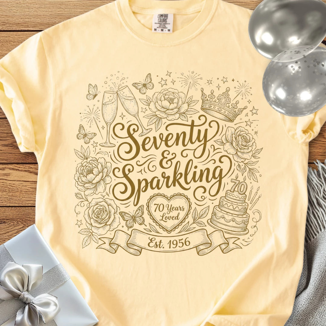 Seventy & Sparkling, Est. 1956 - Premium 70th Birthday T-Shirt