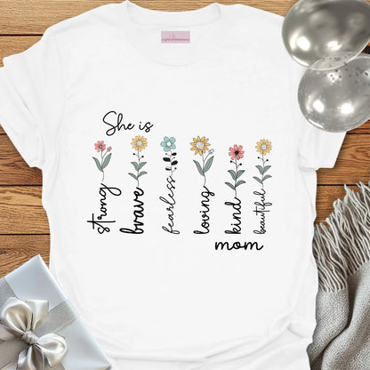 She is Mom Floral T-Shirt