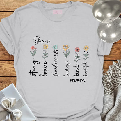 She is Mom Floral T-Shirt