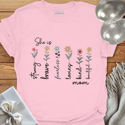 She is Mom Floral T-Shirt