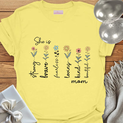 She is Mom Floral T-Shirt