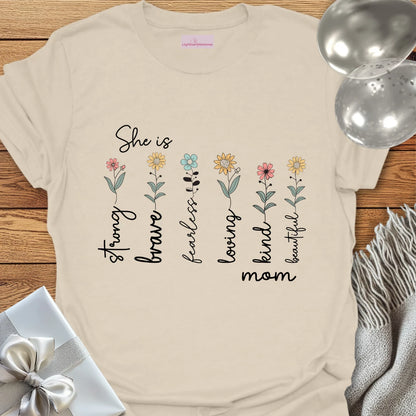 She is Mom Floral T-Shirt