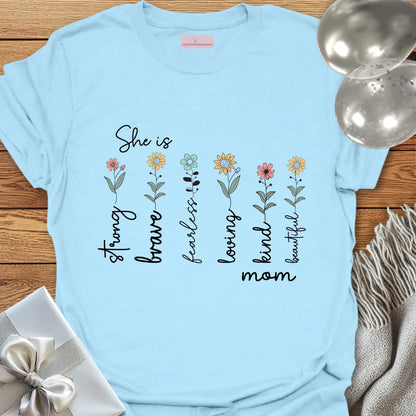 She is Mom Floral T-Shirt