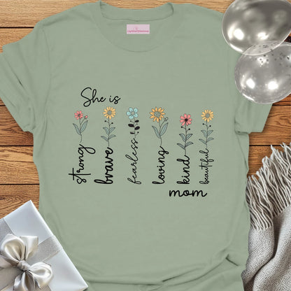 She is Mom Floral T-Shirt