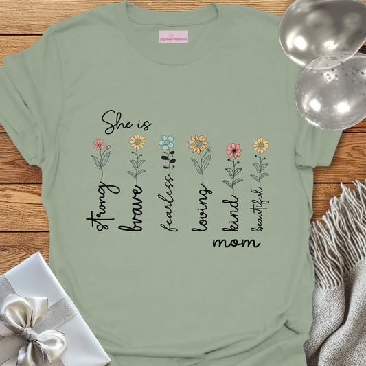 She is Mom Floral T-Shirt