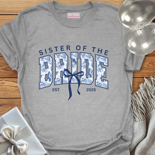 Sister of the Bride Floral Varsity Wedding T-Shirt