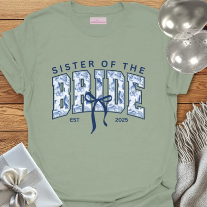 Sister of the Bride Floral Varsity Wedding T-Shirt