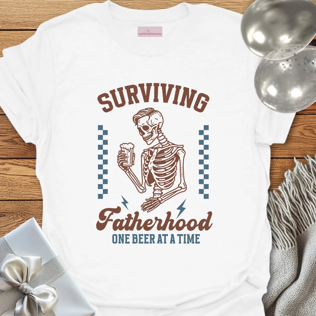 Surviving Fatherhood One Beer at a Time - Parenting T-Shirt