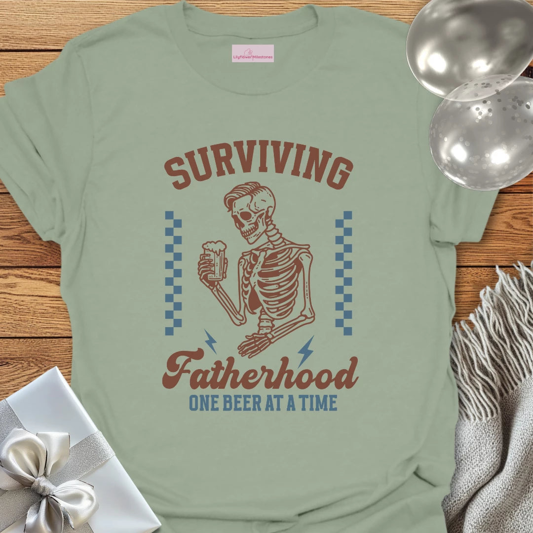 Surviving Fatherhood One Beer at a Time - Parenting T-Shirt