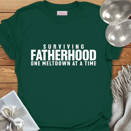 Surviving Fatherhood One Meltdown at a Time - Parenting T-Shirt
