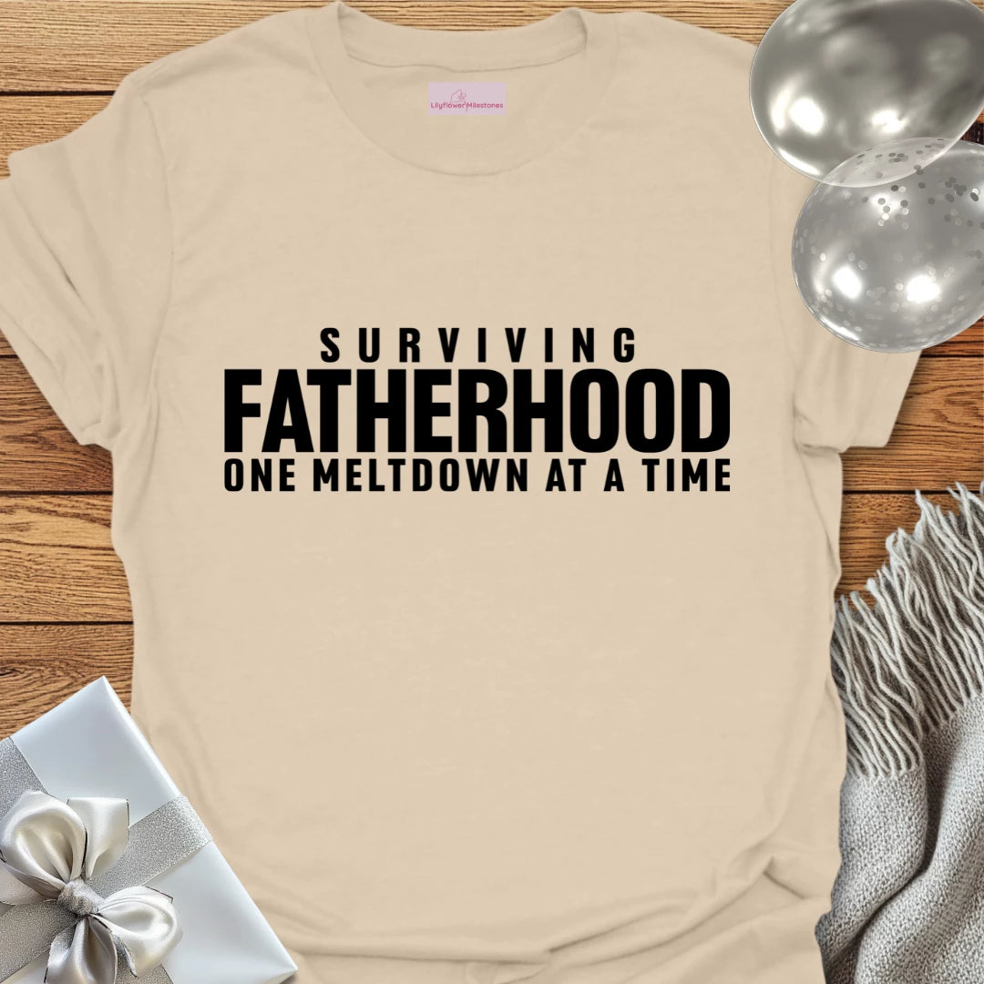 Surviving Fatherhood One Meltdown at a Time - Parenting T-Shirt
