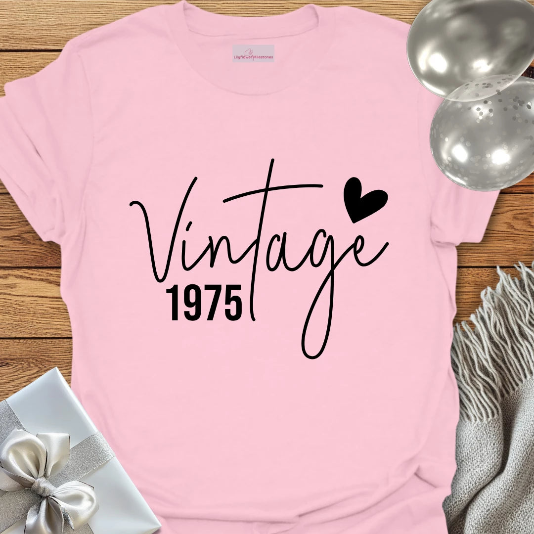 Vintage 1975 (Heart) - 50th Birthday T-Shirt
