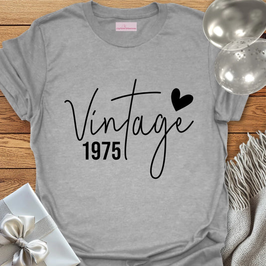 Vintage 1975 (Heart) - 50th Birthday T-Shirt