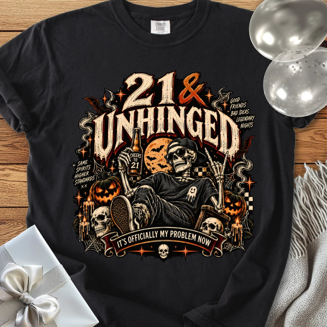 21 & Unhinged - Premium Halloween 21st Birthday T-Shirt