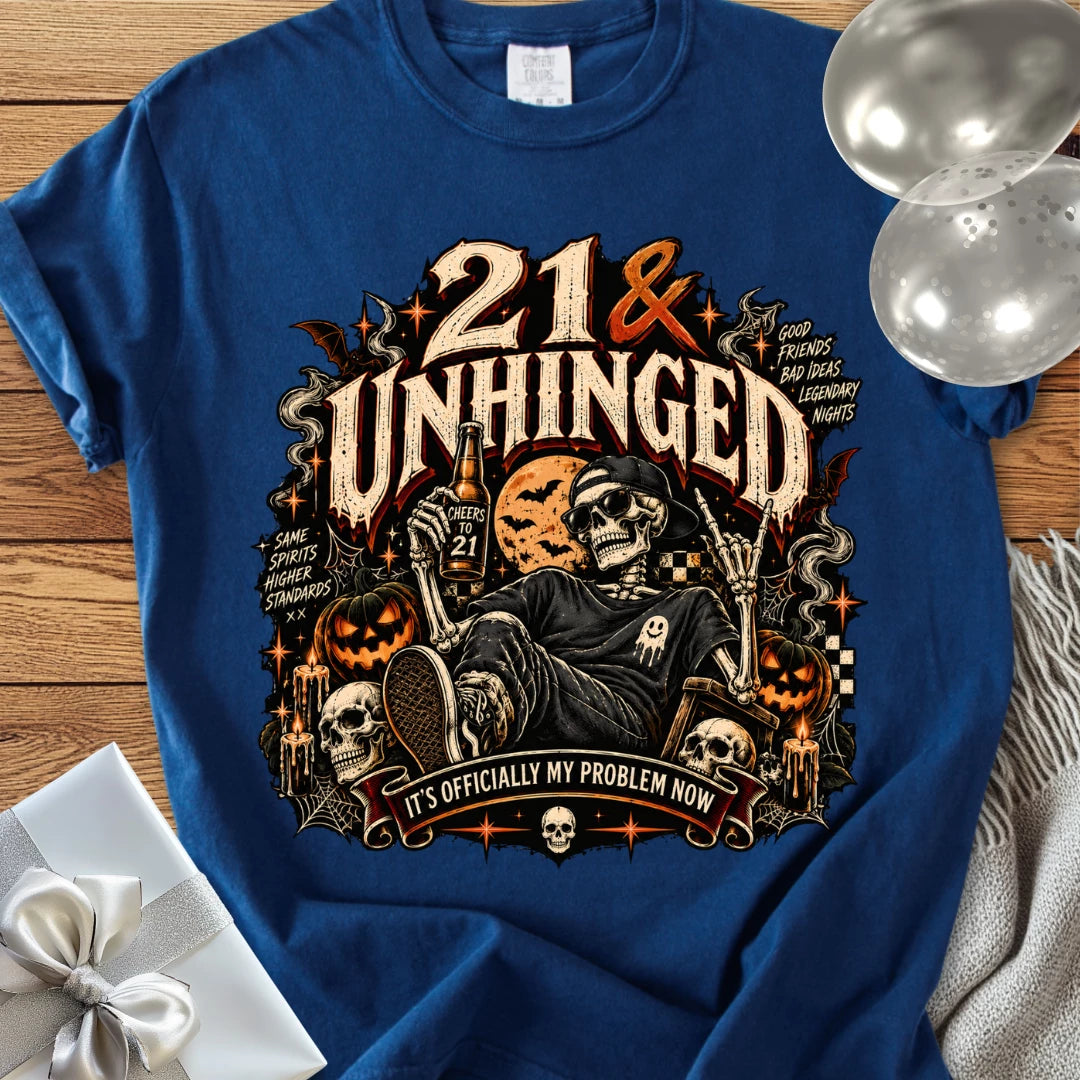 21 & Unhinged - Premium Halloween 21st Birthday T-Shirt