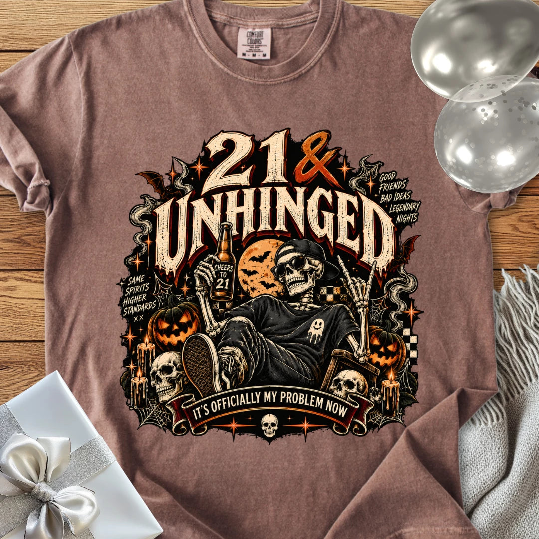 21 & Unhinged - Premium Halloween 21st Birthday T-Shirt