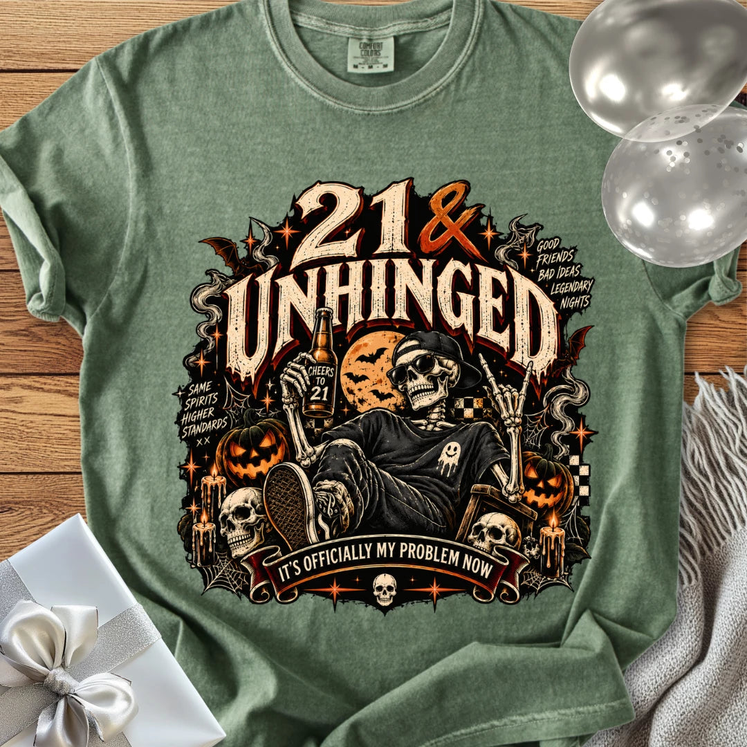 21 & Unhinged - Premium Halloween 21st Birthday T-Shirt