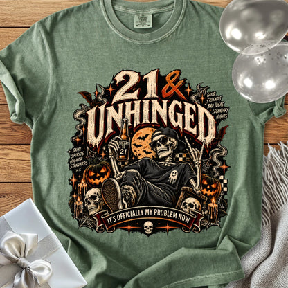 21 & Unhinged - Premium Halloween 21st Birthday T-Shirt