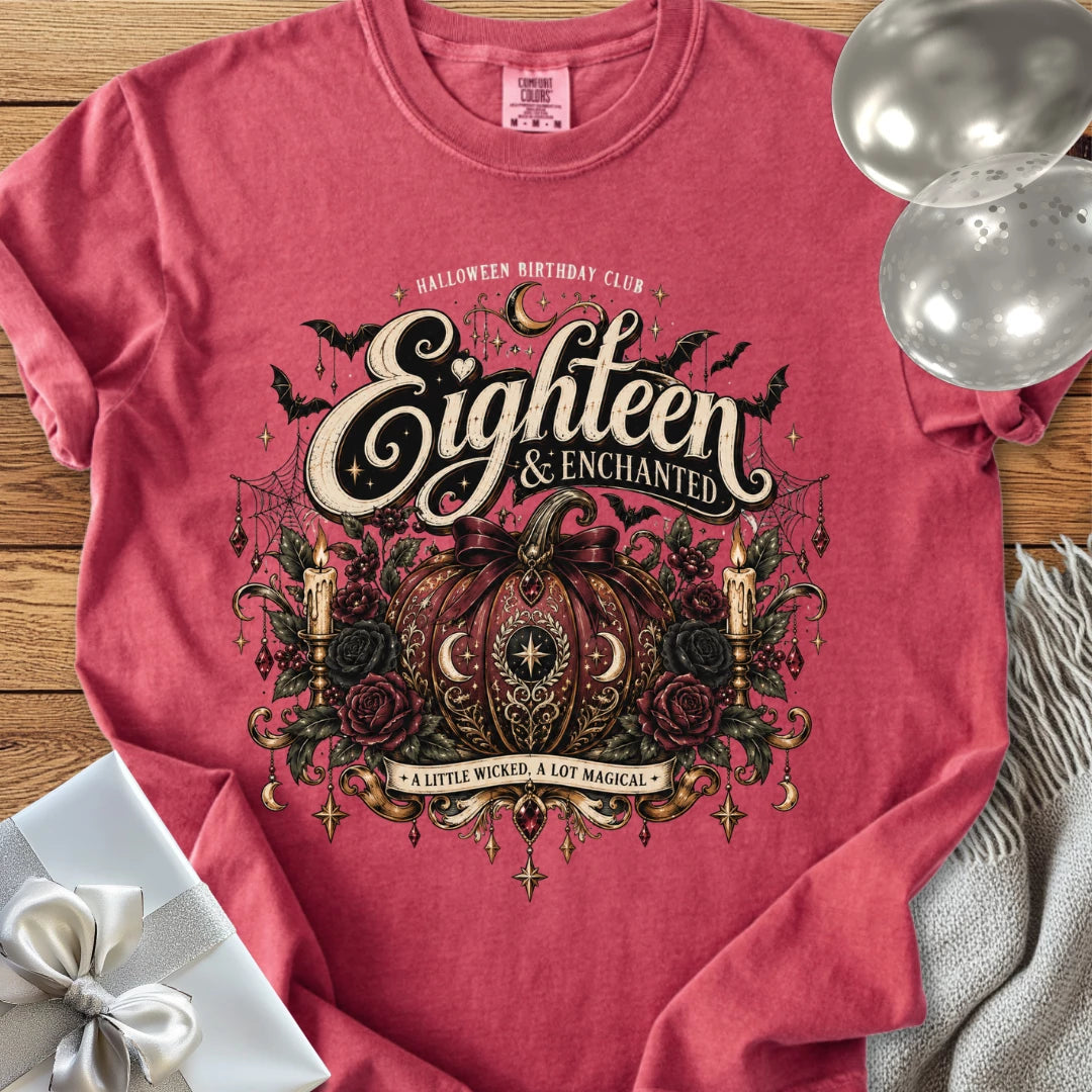 Eighteen & Enchanted - Premium Halloween 18th Birthday T-Shirt
