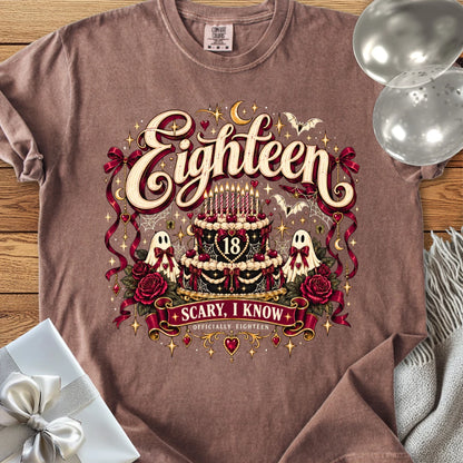 Eighteen - Scary, I Know - Premium Halloween 18th Birthday T-Shirt