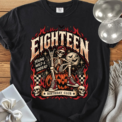 Eighteen, Young, Wild & Undead - Premium Halloween 18th Birthday T-Shirt