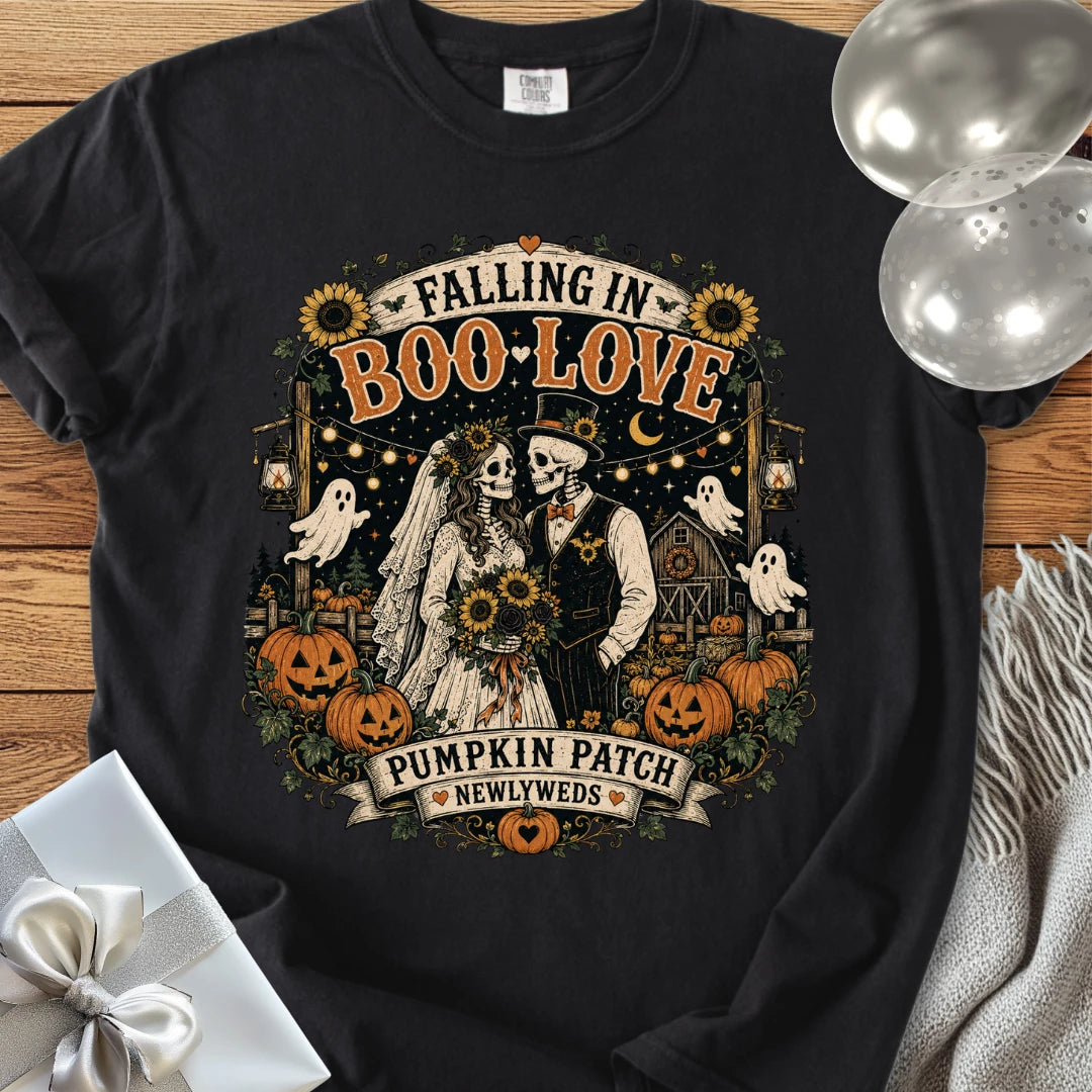 Falling in Boo-Love - Premium Halloween Newlywed T-Shirt