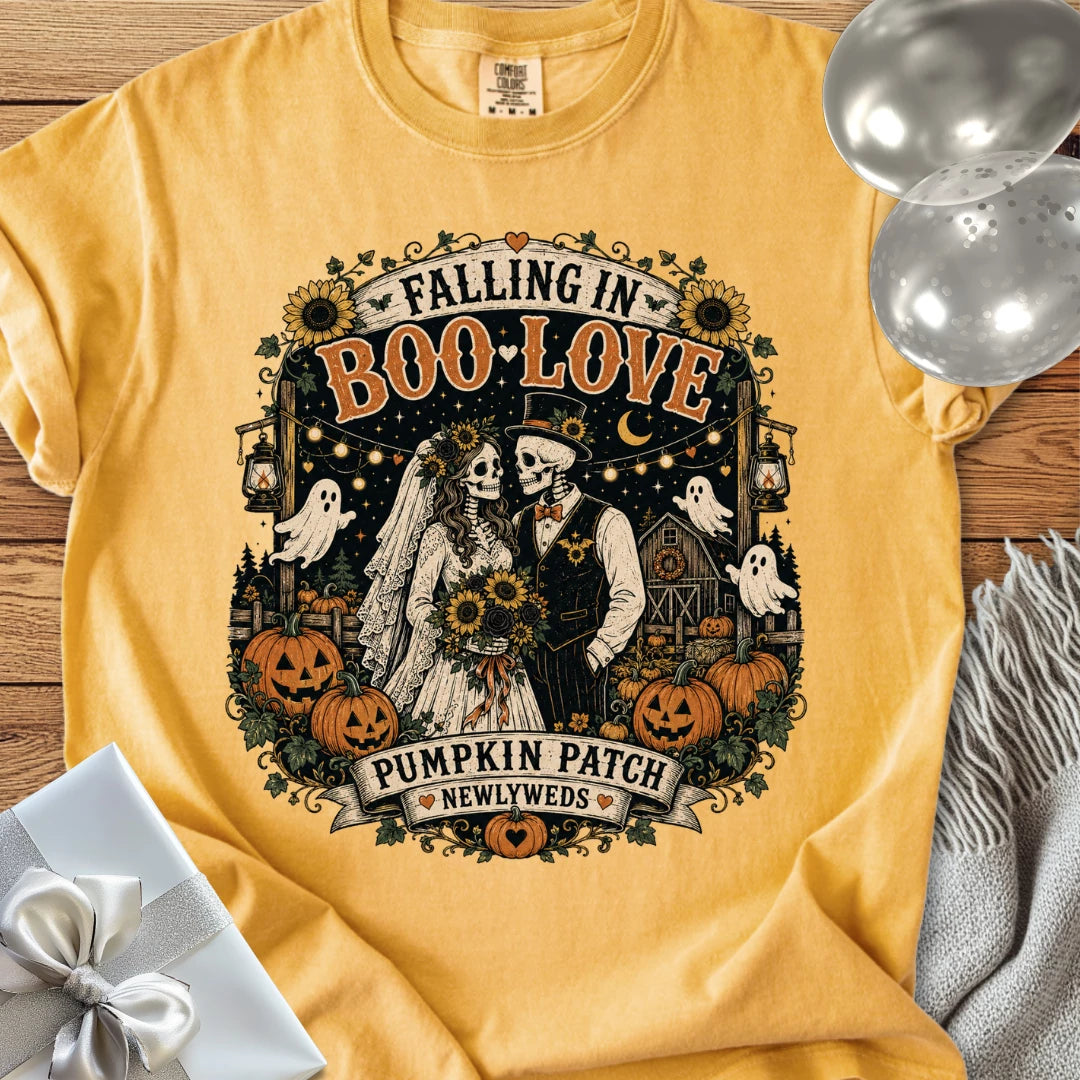 Falling in Boo-Love - Premium Halloween Newlywed T-Shirt