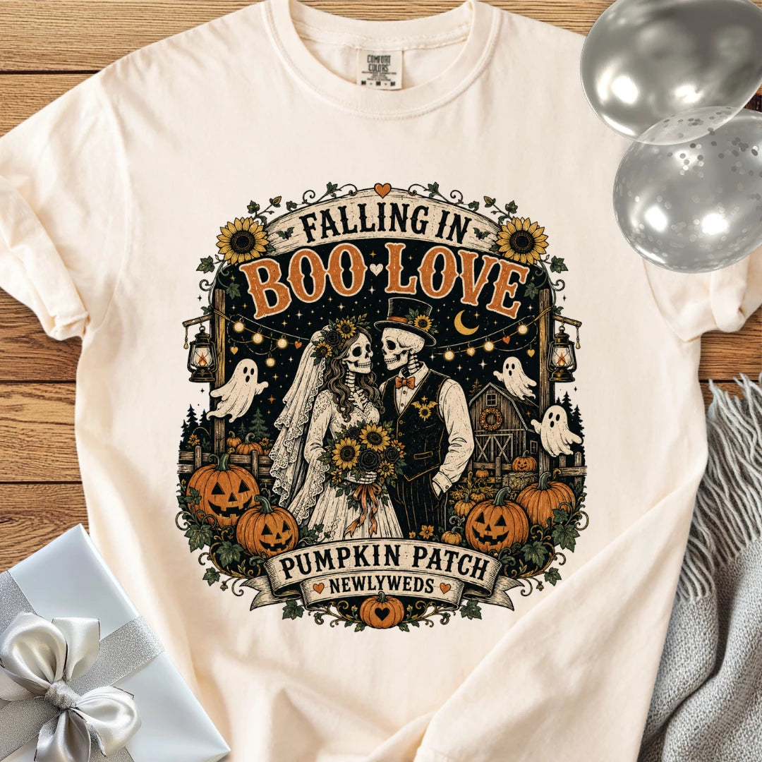 Falling in Boo-Love - Premium Halloween Newlywed T-Shirt