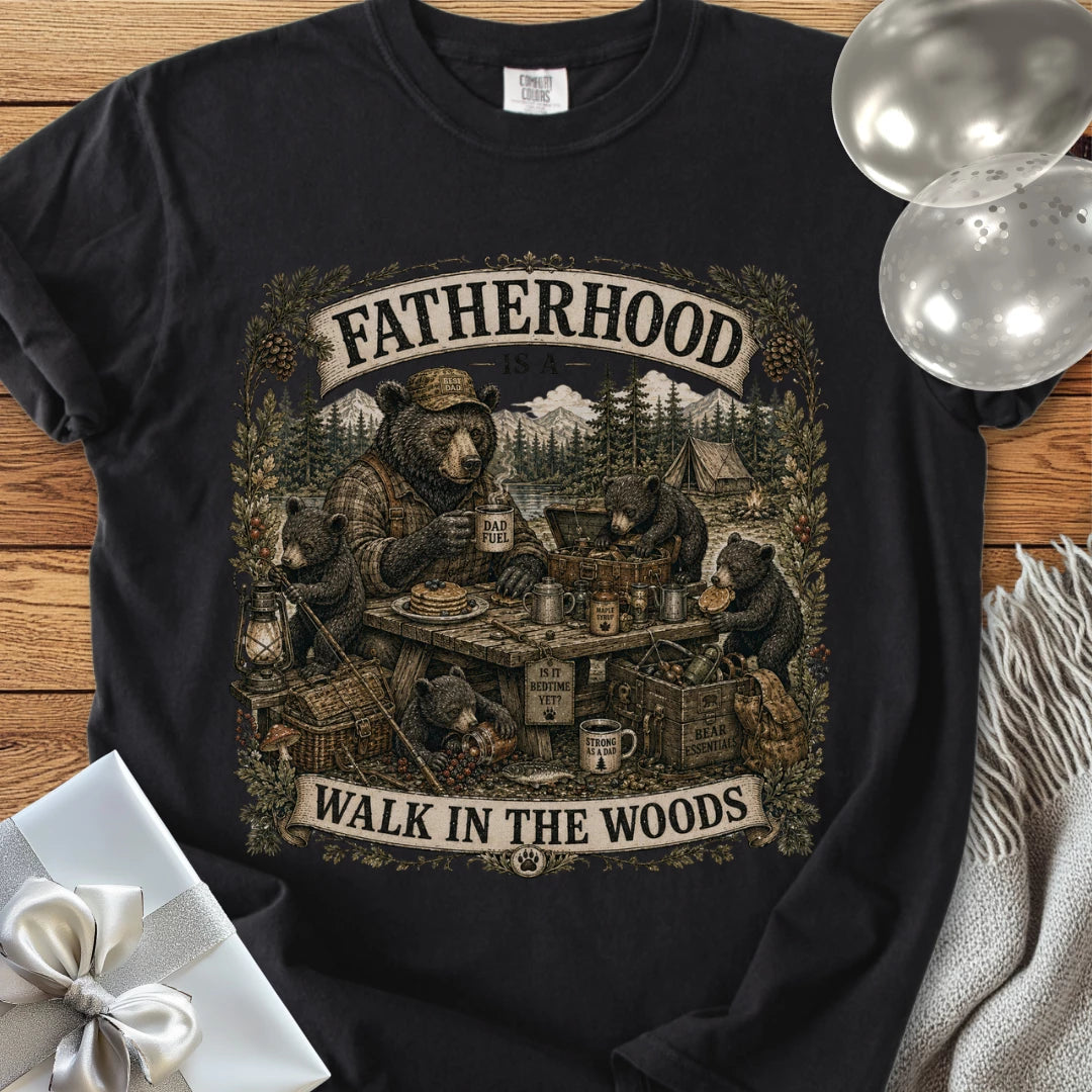 Fatherhood Is a Walk in the Woods - Premium Parenting T-Shirt