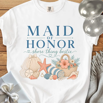 Maid of Honor, Shore Thing Bestie - Premium Bridal Party T-Shirt