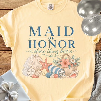 Maid of Honor, Shore Thing Bestie - Premium Bridal Party T-Shirt