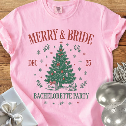 Merry & Bride - Premium Christmas Bachelorette Party T-Shirt
