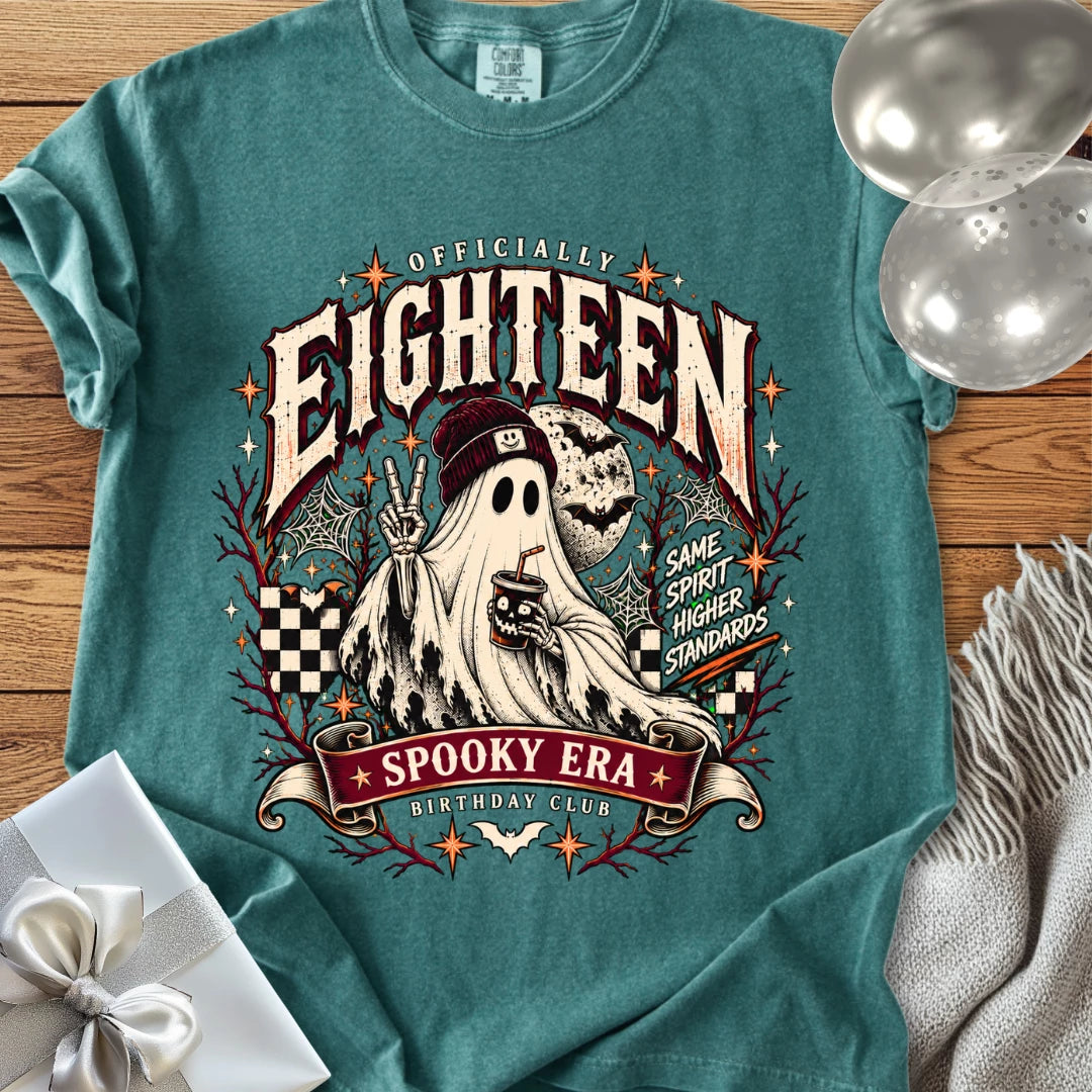 Officially Eighteen, Spooky Era -Premium Halloween 18th Birthday T-Shirt