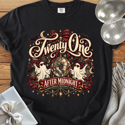 Twenty One After Midnight, Halloween Birthday Club - Premium Halloween 21st Birthday T-Shirt
