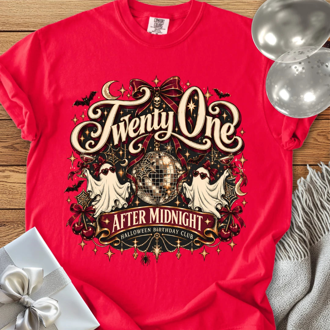 Twenty One After Midnight, Halloween Birthday Club - Premium Halloween 21st Birthday T-Shirt