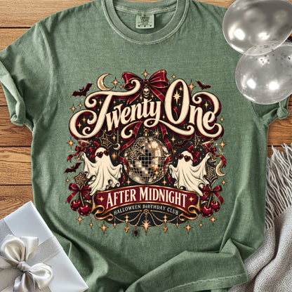 Twenty One After Midnight, Halloween Birthday Club - Premium Halloween 21st Birthday T-Shirt