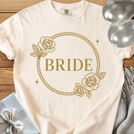 Bride -  Premium Floral Wreath Bridal Party T-Shirt