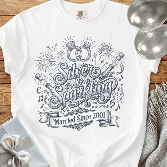 Silver & Sparkling, Married Since 2001 - Premium 25th Wedding Anniversary
