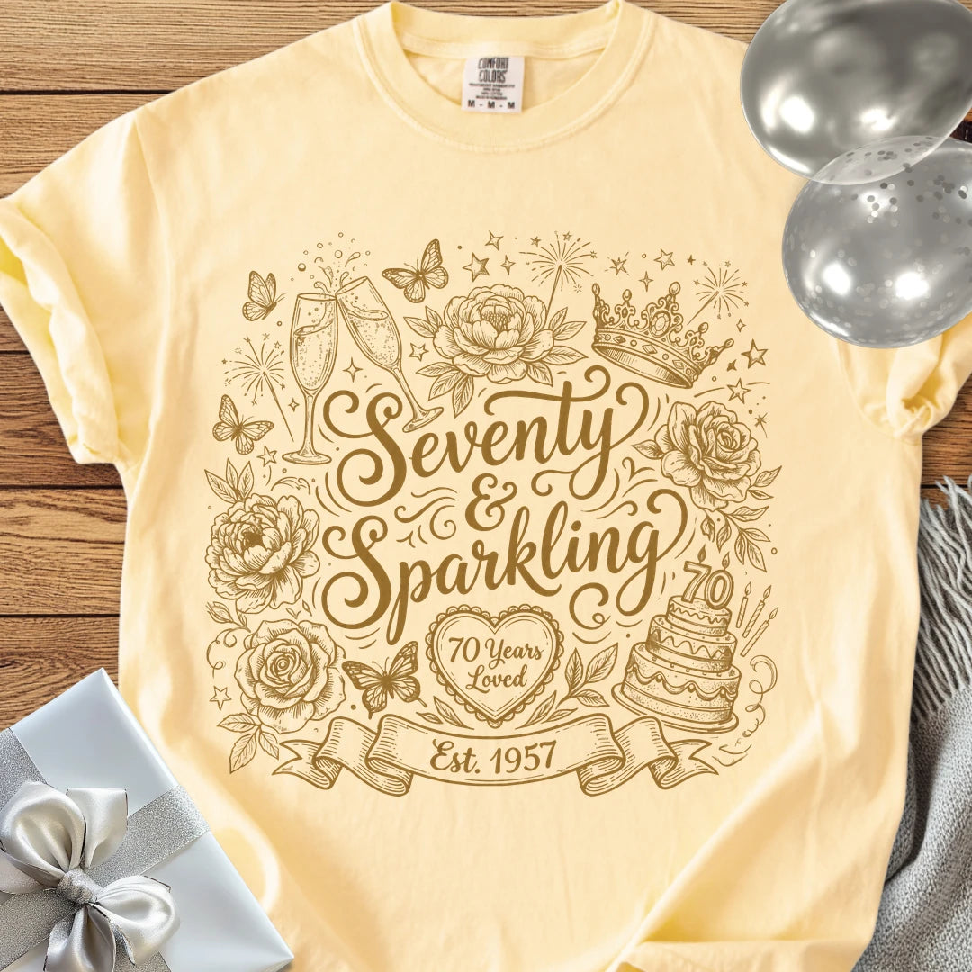 Seventy & Sparkling, Est. 1957 - Premium 70th Birthday T-Shirt - Banana