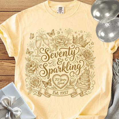 Seventy & Sparkling, Est. 1957 - Premium 70th Birthday T-Shirt - Banana