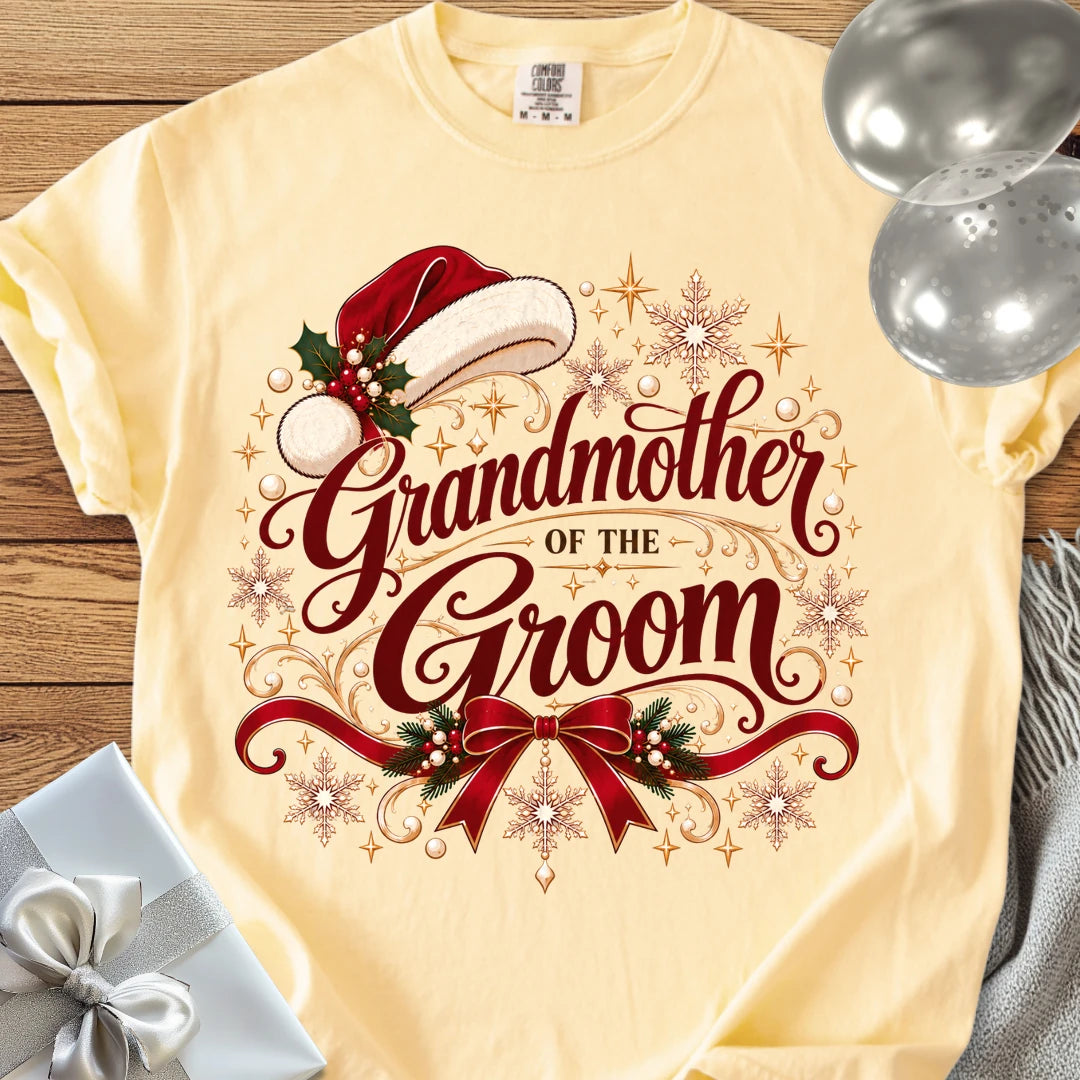 Grandmother of the Groom - Premium Christmas Wedding T-Shirt - Banana