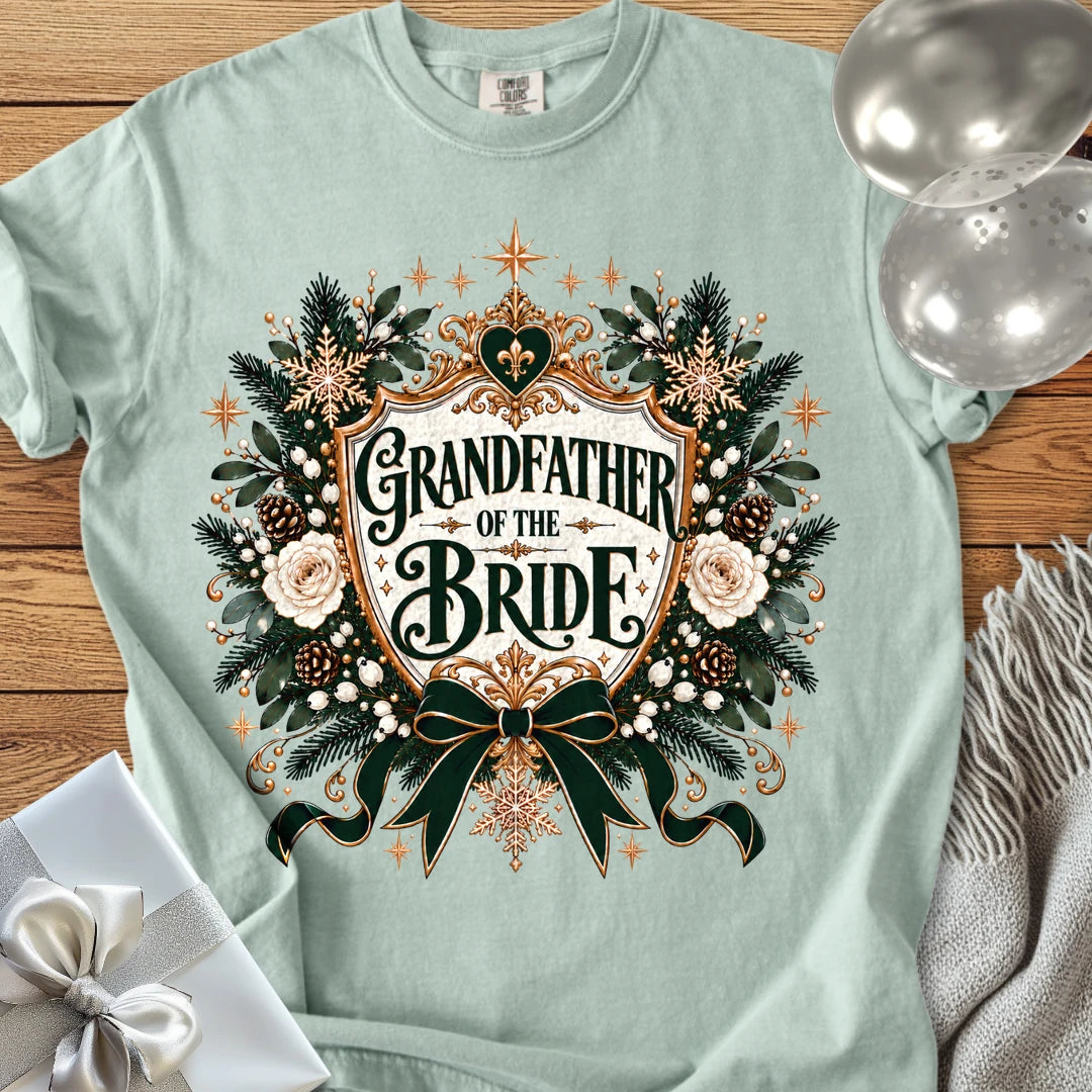 Grandfather of the Bride - Premium Winter Heirloom Wedding T-Shirt - Bay