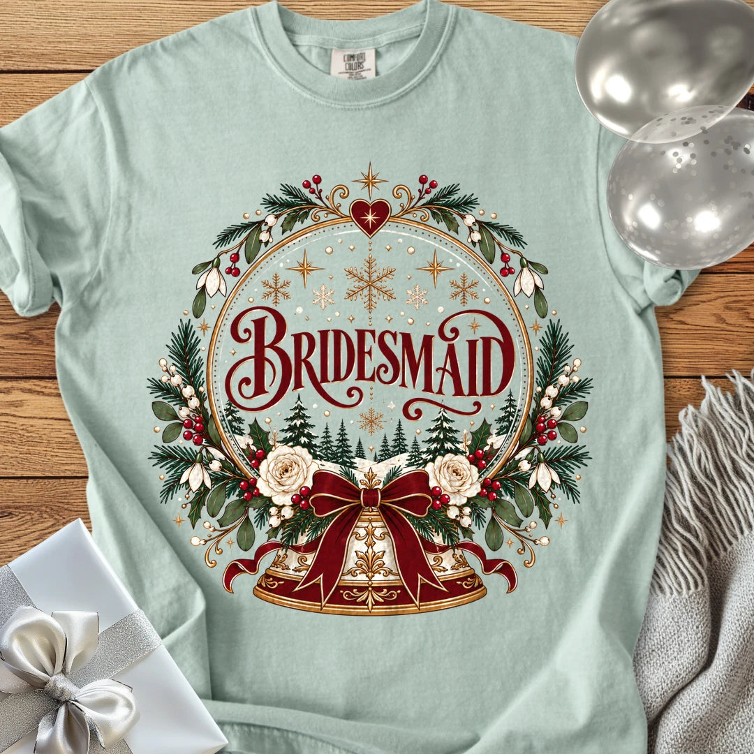 Bridesmaid - Premium Snowglobe Wedding T-Shirt - Bay