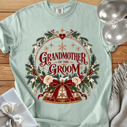 Grandmother of the Groom - Premium Snowglobe Wedding T-Shirt - Bay