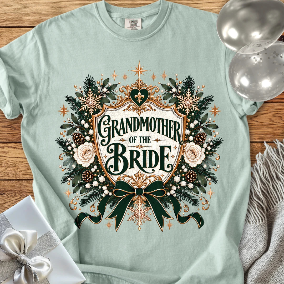 Grandmother of the Bride - Premium Winter Heirloom Wedding T-Shirt - Bay