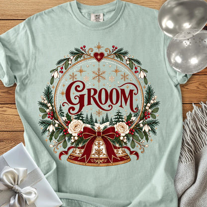 Groom - Premium Snowglobe Wedding T-Shirt - Bay